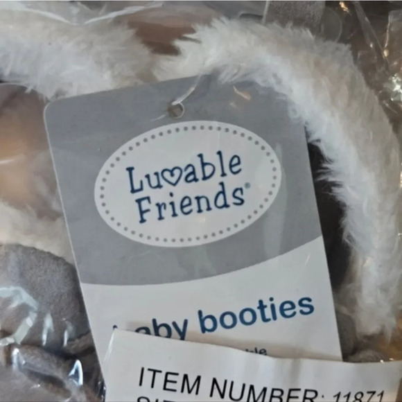 Luvable Friends Unisex Baby Booties grey color 6 to 12 months - Picture 2 of 3